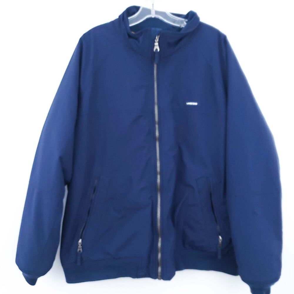 Lands' End Mens Coat Jacket Parka Fleece Line XL 46-48 Navy Blue Warm Winter
